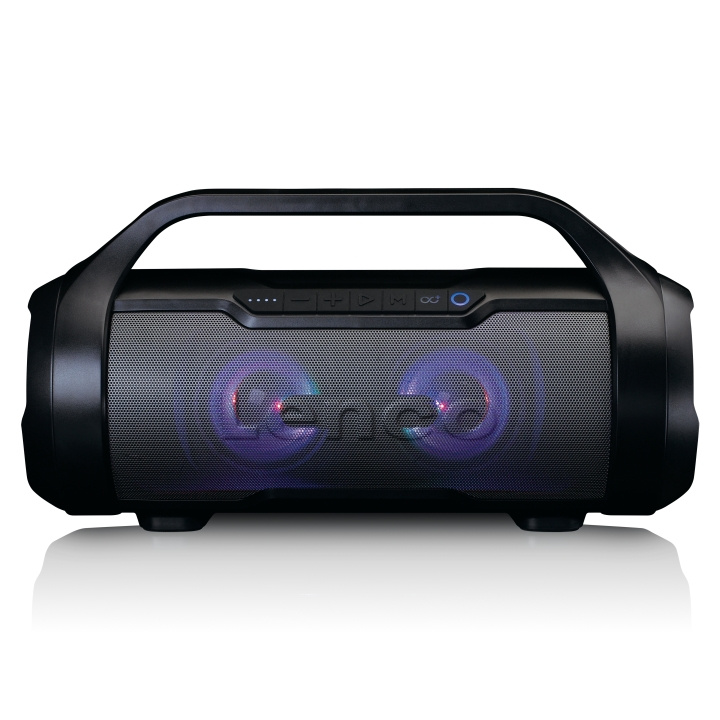 Lenco Splashproof Bluetooth® speaker met FM radio, USB, SD and Party Lights Black in the group HOME ELECTRONICS / Audio & Picture / Speakers & accessories / Bluetooth Speakers / Portable speakers at TP E-commerce Nordic AB (D32416)