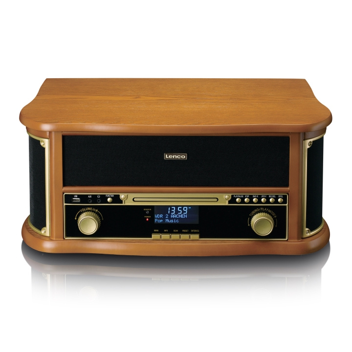 Lenco Wooden retro Record Player with Bluetooth®, DAB+/FM radio, USB encoding, CD player, cassette player, and built-in speakers in the group HOME ELECTRONICS / Audio & Picture / Home cinema, Hifi & Portable / Compact stereo & Record players at TP E-commerce Nordic AB (D32418)