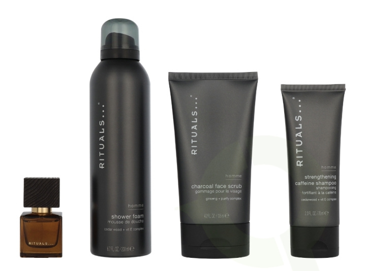 Rituals Homme Medium Giftset 2025 410 ml Charcoal Face Scrub 125ml/Shower Foam 200ml/Strengthening Caffeine Shampoo 70ml/Travel - L\'Essentiel 15 ml in the group BEAUTY & HEALTH / Gift sets / Gift sets for him at TP E-commerce Nordic AB (D32626)