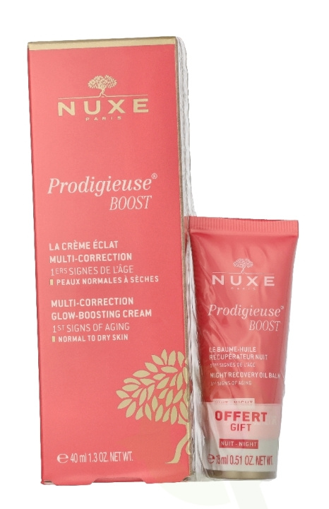 Nuxe Prodigieuse Boost Multi-Correction Silky Cream Set 55 ml Multi-Correction Cream 40ml/Night Recovery Oil Balm 15ml in the group BEAUTY & HEALTH / Skin care / Face / Day cream at TP E-commerce Nordic AB (D32932)