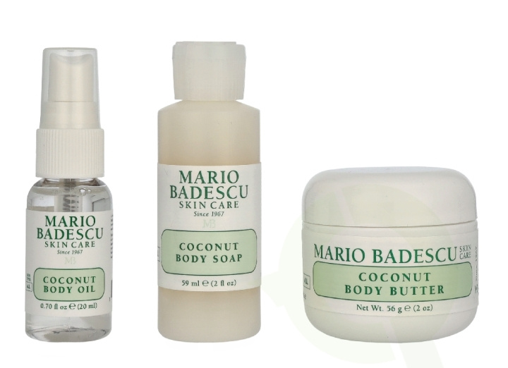 Mario Badescu Coconut Body Travel Trio Set 135 ml Hydrating Shower Gel 59ml/Intense Hydrating Body Butter 56g/Nourishing Body Oil Spray 20ml in the group BEAUTY & HEALTH / Gift sets / Gift sets for her at TP E-commerce Nordic AB (D33046)