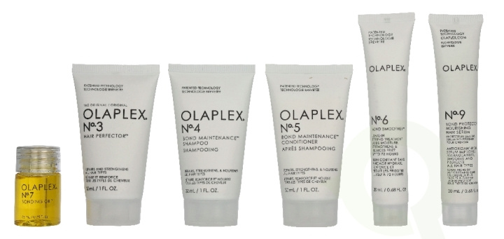 Olaplex The Mini Essentials Holiday Set 137.5 ml No.3 Hair Perfection 30ml/No.4 Shampoo 30ml/No.5 Conditioner 30ml/No.9 Bond Protector 20ml/ Bond Smoother 20ml/ Bonding Oil 7.5ml in the group BEAUTY & HEALTH / Gift sets / Gift sets for her at TP E-commerce Nordic AB (D33499)