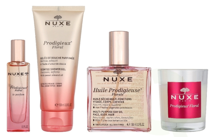 Nuxe La Fete En Rose Giftset 275 ml Huile Prodigieuse Florale 100ml/Prodigieux Floral Shower Gel 100ml/Prodigieux Floral Le Parfum 15ml/Prodigieux Floral Candle 60gr in the group BEAUTY & HEALTH / Gift sets / Gift sets for her at TP E-commerce Nordic AB (D33538)