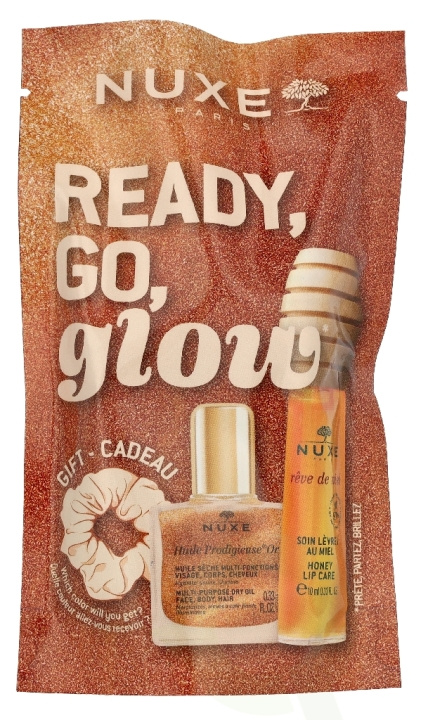 Nuxe Ready, Go, Glow Honey Set 20 ml Lip Treatment 10ml/Dry Oil 10ml/Scrunchie in the group BEAUTY & HEALTH / Gift sets / Gift sets for her at TP E-commerce Nordic AB (D33688)