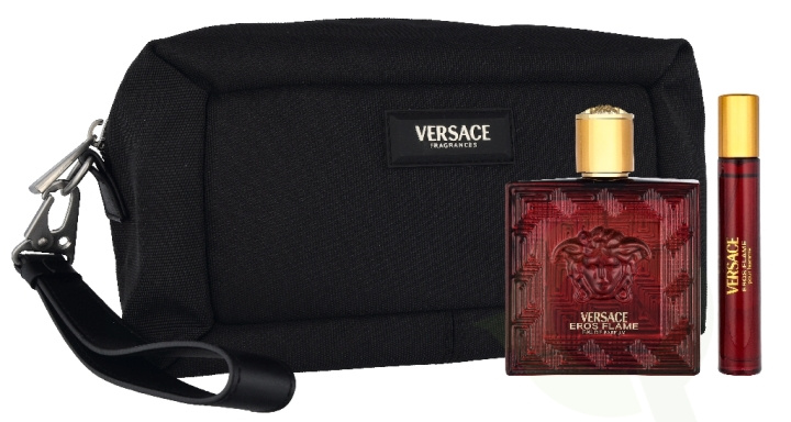 Versace Eros Flame Giftset 110 ml Edp Spray 100ml/Edp Spray 10ml/Black Trousse in the group BEAUTY & HEALTH / Fragrance & Perfume / Perfumes at TP E-commerce Nordic AB (D33823)
