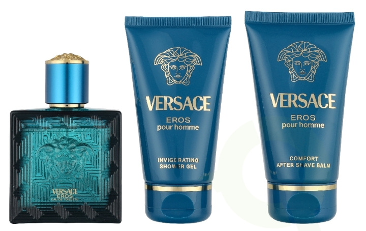Versace Eros Pour Homme Giftset 150 ml Edt Spray 50ml/Bath & Shower Gel 50ml/Aftershave Balm 50ml in the group BEAUTY & HEALTH / Fragrance & Perfume / Perfumes / Perfume for him at TP E-commerce Nordic AB (D33829)