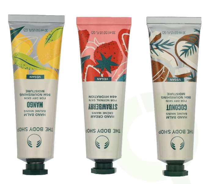 The Body Shop G1 Hand Care Trio Set 90 ml British Rose Hand Cream 30ml/Strawberry Hand Cream 30ml/Pink Grapefruit Hand Cream 30?ml in the group BEAUTY & HEALTH / Skin care / Body health / Scented soaps at TP E-commerce Nordic AB (D33903)