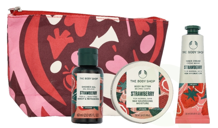 The Body Shop G2 Beauty Bag Strawberry Giftset 140 ml Shower Gel 60ml/Body Butter 50ml/Hand Cream 30ml in the group BEAUTY & HEALTH / Gift sets / Gift sets for her at TP E-commerce Nordic AB (D33974)