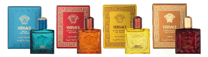 Versace Men Miniature Gift Set 20 ml 4x5ml - Eros Najim Parfum/Eros Energy Edp/Eros Edt/Eros Flame Edp in the group BEAUTY & HEALTH / Gift sets / Gift sets for him at TP E-commerce Nordic AB (D34020)