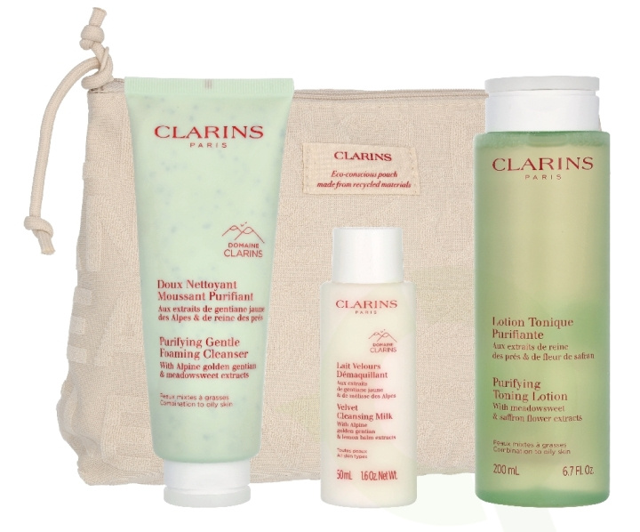 Clarins Cleansing Combination Set 375 ml Foaming Cleanser 125ml/Lotion 200ml/Milk 50ml/Purse in the group BEAUTY & HEALTH / Skin care / Face / Cleaning at TP E-commerce Nordic AB (D34120)