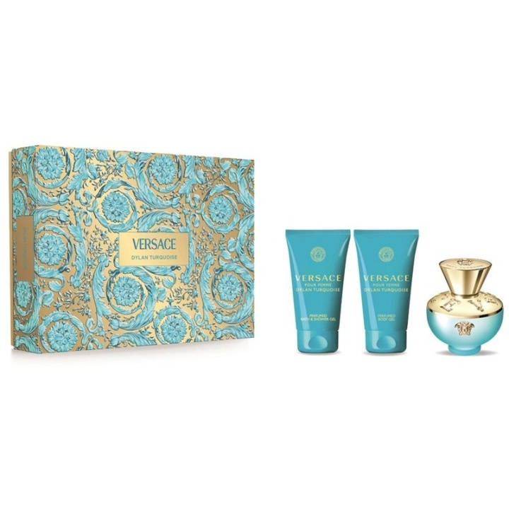 Versace Giftset Versace Dylan Turquoise Pour Femme Edt 50ml + Body Lotion 50ml + Shower Gel 50ml in the group BEAUTY & HEALTH / Gift sets / Gift sets for her at TP E-commerce Nordic AB (D34270)