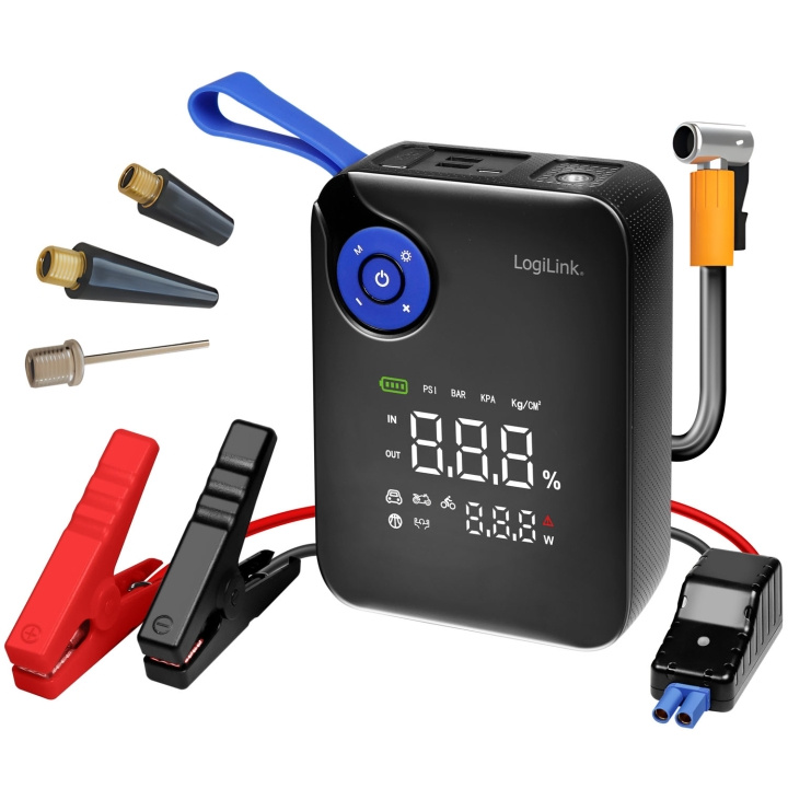 LogiLink Portabel 4-i-1 Starthjälp med Luftkompressor in the group CAR / Jump leads & Accessories at TP E-commerce Nordic AB (D34365)