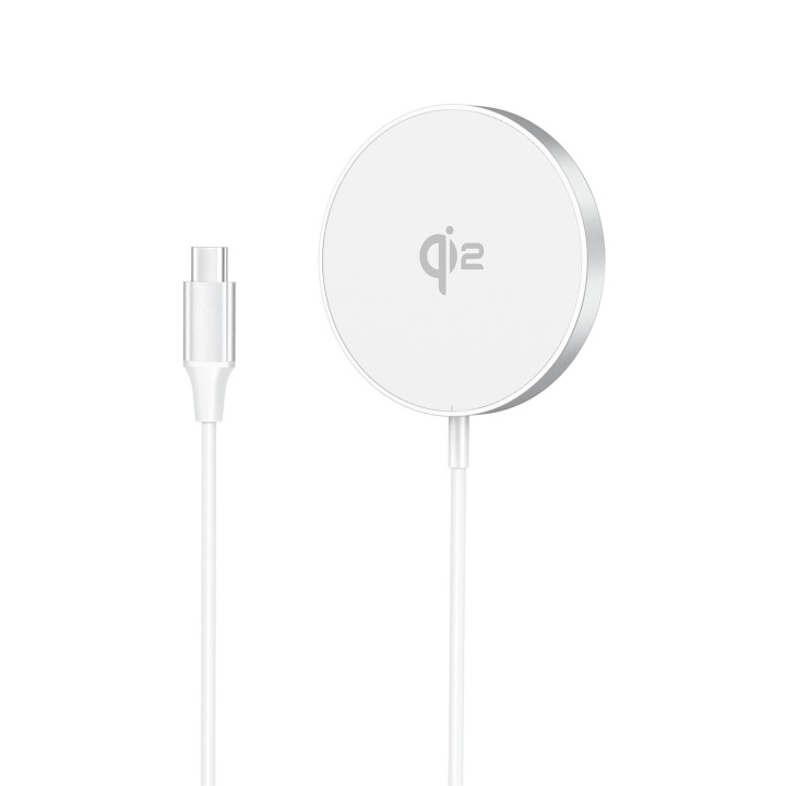 Gear Wireless Charger Qi2 Fast Charging 15W Silver/Aluminum in the group SMARTPHONE & TABLETS / Chargers & Cables / Wireless Qi chargers at TP E-commerce Nordic AB (D34530)