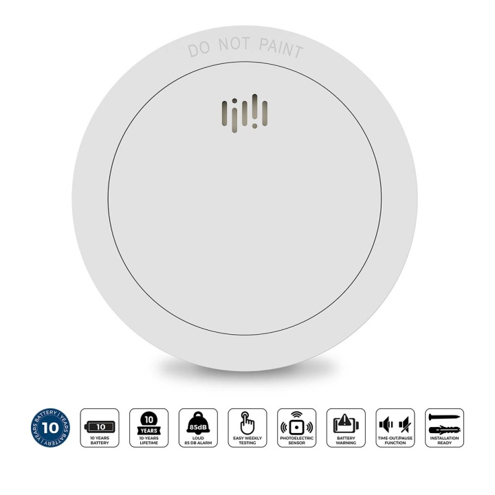 Alecto Smoke detector with 10 years battery and sensor runtime White in the group HOME, HOUSEHOLD & GARDEN / Alarm & Security / Fire, smoke, gas / Smoke alarms at TP E-commerce Nordic AB (D34865)