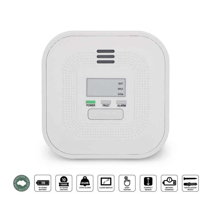 Alecto Carbon monoxide alarm with display and 10 years battery and sensor runtime, white in the group HOME, HOUSEHOLD & GARDEN / Smart home / Smart home systems at TP E-commerce Nordic AB (D34868)