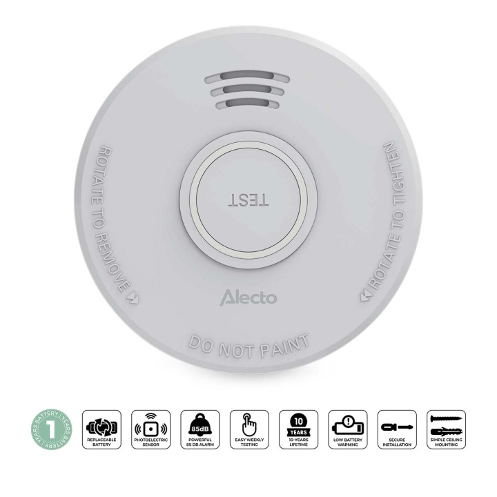Alecto Stand alone smoke alarm with 1 year battery White in the group HOME, HOUSEHOLD & GARDEN / Alarm & Security / Fire, smoke, gas / Smoke alarms at TP E-commerce Nordic AB (D34874)