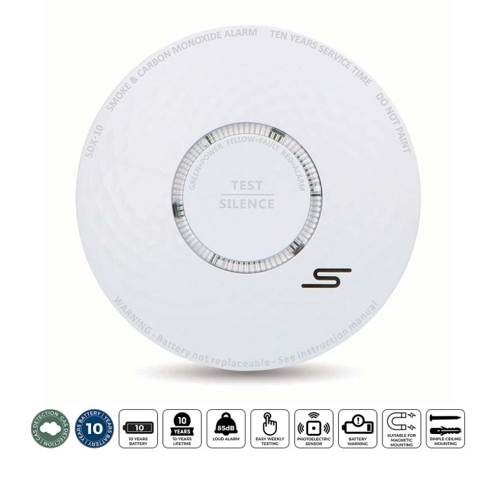 Alecto Rök- och kolmonoxidlarm Vit in the group HOME, HOUSEHOLD & GARDEN / Alarm & Security / Fire, smoke, gas / Smoke alarms at TP E-commerce Nordic AB (D34880)