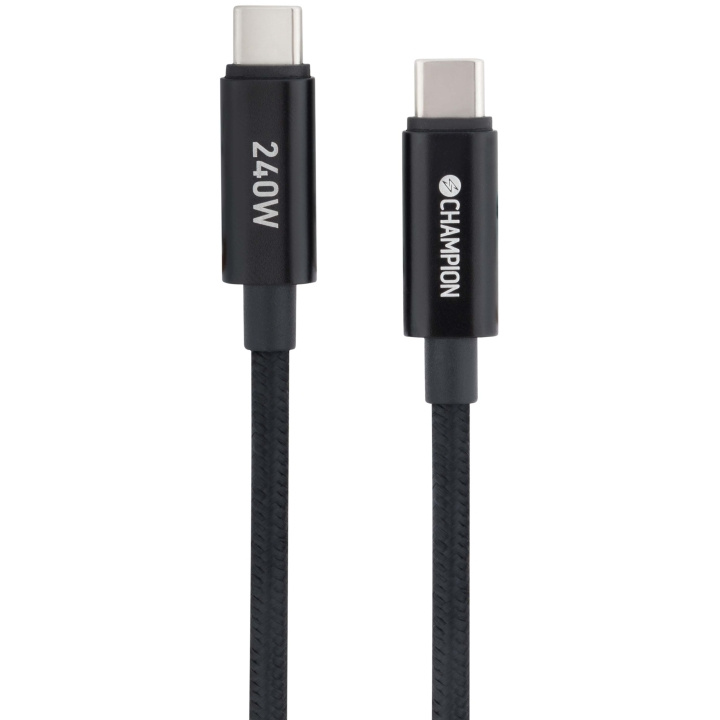 Champion USB-C Kabel 240W 2m Svart in the group COMPUTERS & PERIPHERALS / Computer cables / USB / USB-C at TP E-commerce Nordic AB (D34941)