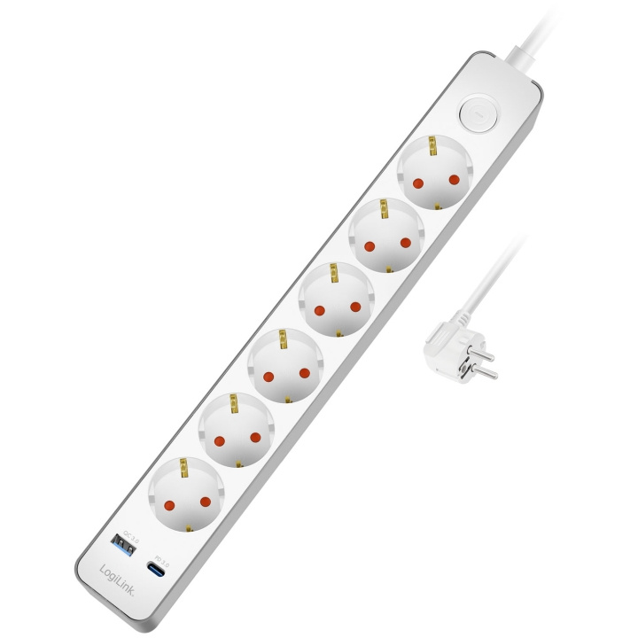 LogiLink Grenuttag 6-vägs + USB-A/USB-C PD 20W med brytare 1,4m Vit in the group HOME, HOUSEHOLD & GARDEN / Electricity & Lighting / Power strips at TP E-commerce Nordic AB (D35000)