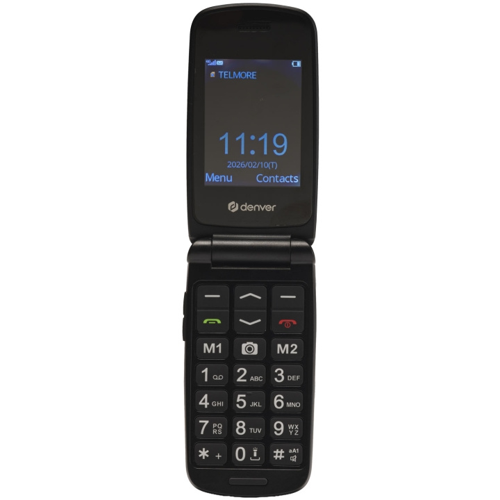 Denver Knapptelefon 4G SOS-knapp Radio Flip-design Svart in the group SMARTPHONE & TABLETS / Mobile phones & smartphones at TP E-commerce Nordic AB (D35017)