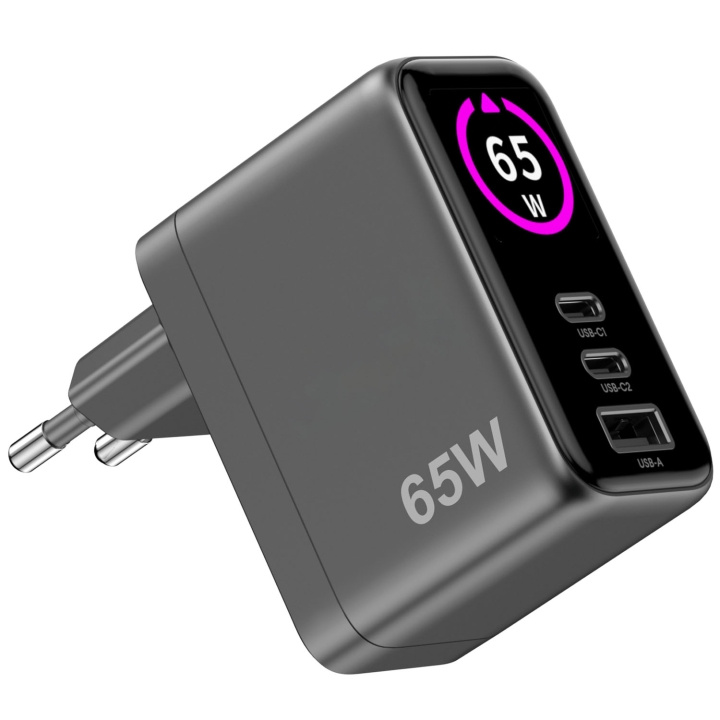 Celly Laddare 65W PD/QC med display in the group SMARTPHONE & TABLETS / Chargers & Cables / Wall charger at TP E-commerce Nordic AB (D35019)