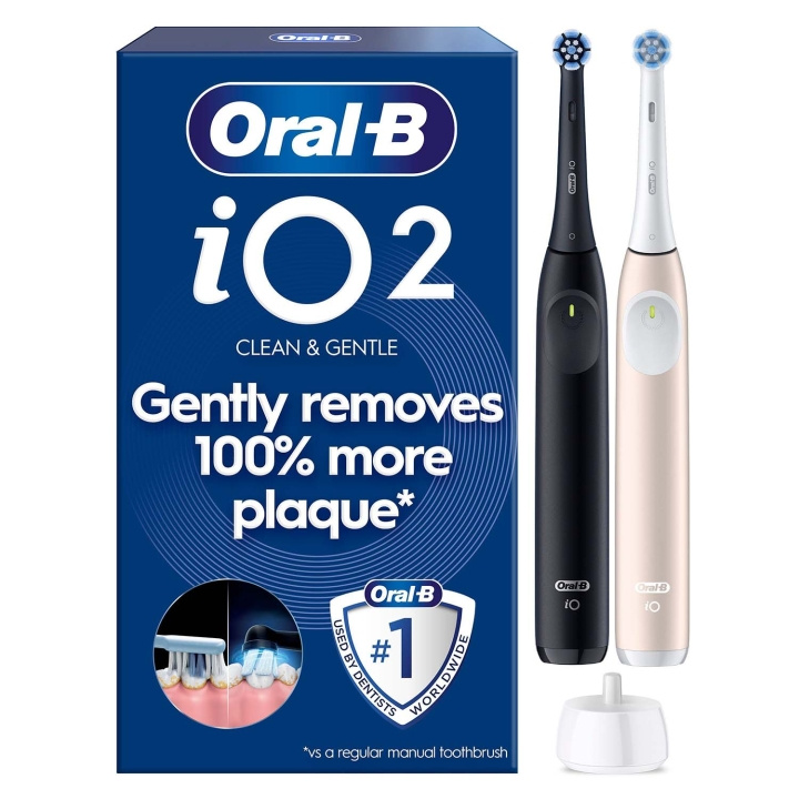Oral B Eltandborste iO2 Night Black/Calm Pink Duo,1 Travel Ca in the group BEAUTY & HEALTH / Oral care / Electric toothbrushes at TP E-commerce Nordic AB (D35626)