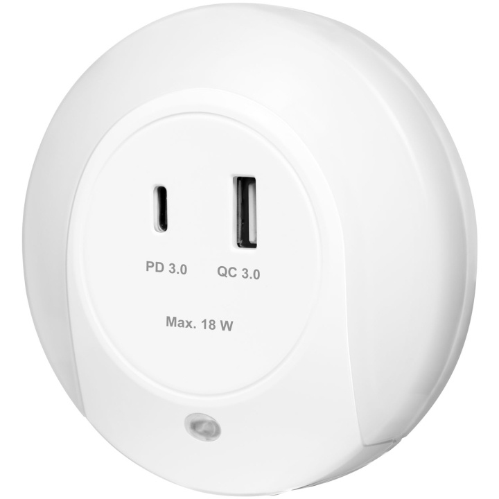 LogiLink Nattlampa LED skymningssensor Laddare 18W PD QC in the group HOME ELECTRONICS / Lighting / Night lights at TP E-commerce Nordic AB (D35837)
