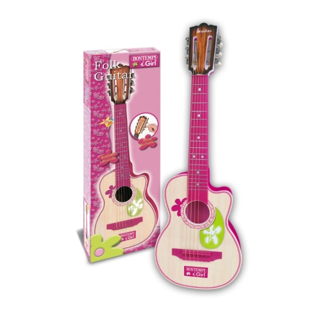 Bontempi ​Bontempi - Pink Wooden Guitar with 6 strings, 70 cm (207071) in the group TOYS, KIDS & BABY PRODUCTS / Music, Song & Images / Music instrument at TP E-commerce Nordic AB (D37248)