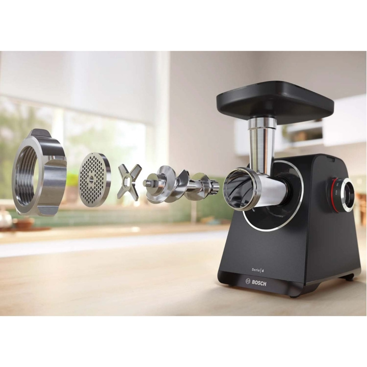 Bosch Köttkvarn MFWS430B 1900W många tillbehör in the group HOME, HOUSEHOLD & GARDEN / Household appliances / Meat grinders at TP E-commerce Nordic AB (D37591)