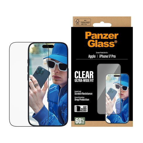 PanzerGlass - Screen Protector iPhone 17 Pro - Ultra-Wide Fit w. EasyAligner in the group SMARTPHONE & TABLETS / Phone cases / Apple / iPhone 17 at TP E-commerce Nordic AB (D38233)