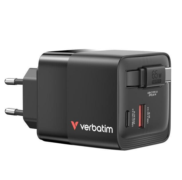 Verbatim 65W 2 Port with Retractable Cable in the group SMARTPHONE & TABLETS / Chargers & Cables / Wall charger at TP E-commerce Nordic AB (D38305)