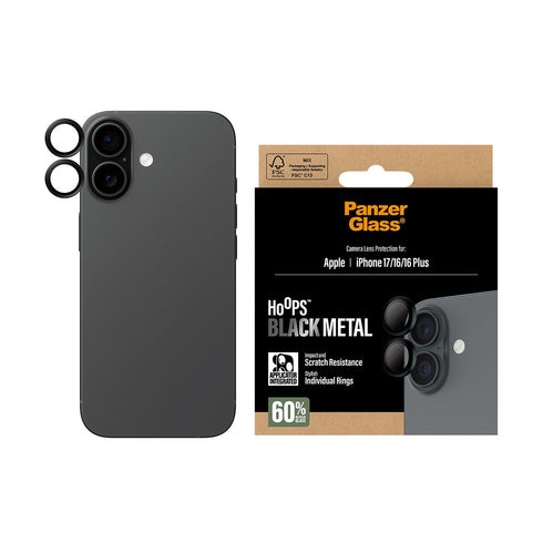 PanzerGlass - Hoops Black Camera Lens Protector - iPhone 17/16/16 Plus in the group SMARTPHONE & TABLETS / Phone cases / Apple / iPhone 17 at TP E-commerce Nordic AB (D38337)