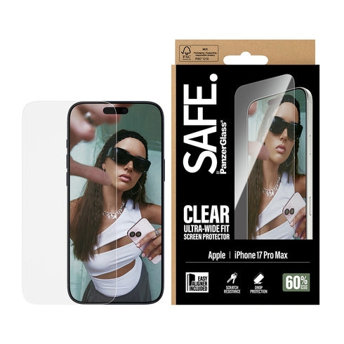 PanzerGlass - SAFE. Screen Protector - iPhone 17 Pro Max - UWF w. EasyAligner in the group SMARTPHONE & TABLETS / Phone cases / Apple / iPhone 17 at TP E-commerce Nordic AB (D38341)