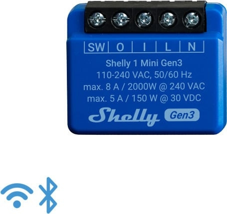 Shelly 1 Mini Gen3 Wi-Fi-enabled relay in the group COMPUTERS & PERIPHERALS / Network at TP E-commerce Nordic AB (D39907)