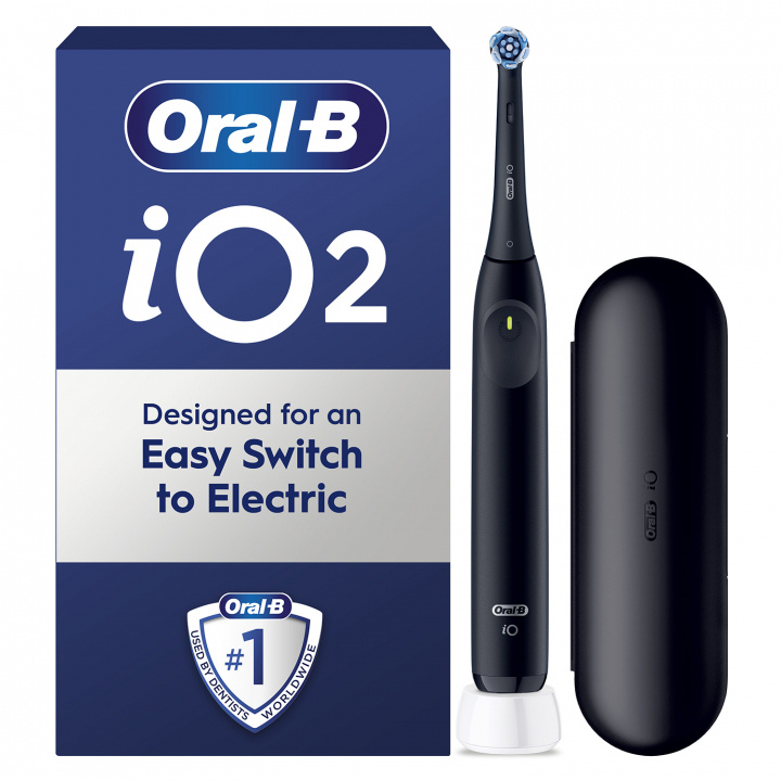 Oral B Eltandborste iO2 Black Limited Edition med resefodral in the group BEAUTY & HEALTH / Oral care / Electric toothbrushes at TP E-commerce Nordic AB (D40691)