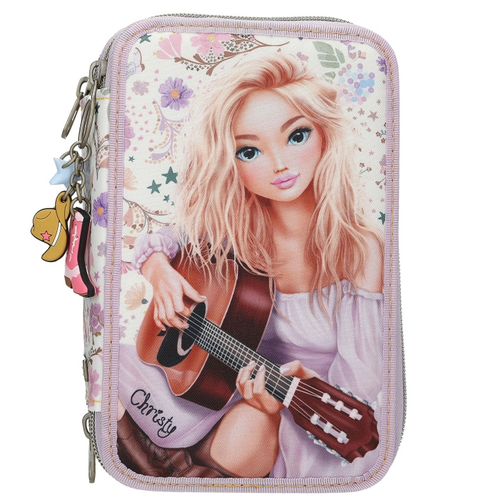 TOPModel Triple Pencil Case COWGIRL - Cream-Coloured with Pale Purple Accents in the group TOYS, KIDS & BABY PRODUCTS / Toys / Pencil case at TP E-commerce Nordic AB (D41177)