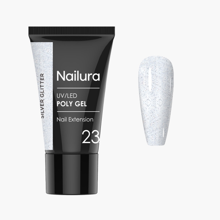 Nailura Poly Gel 23 - Silver Glitter - 30 ml in the group BEAUTY & HEALTH / Manicure / Pedicure / Nail polish at TP E-commerce Nordic AB (D41330)