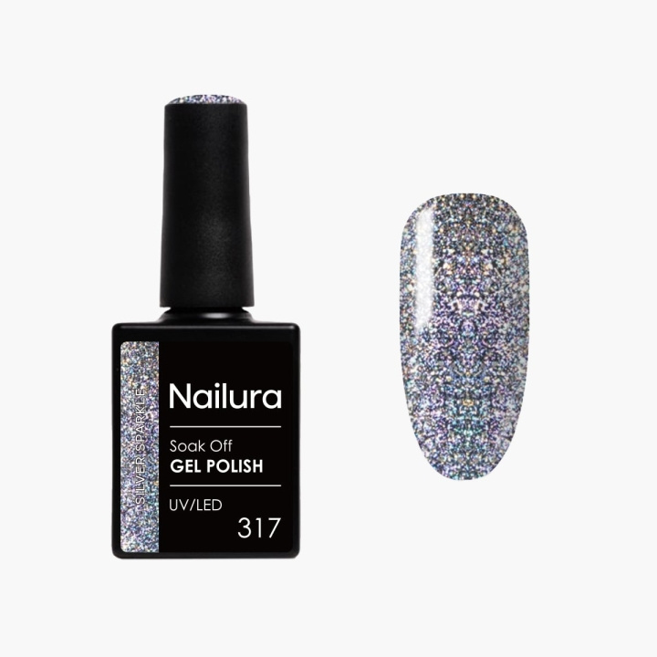 Nailura Gel Polish 317 - Silver Sparkle - 10 ml in the group BEAUTY & HEALTH / Manicure / Pedicure / Nail polish at TP E-commerce Nordic AB (D41563)