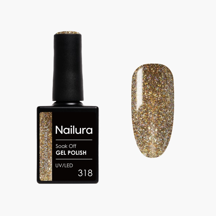 Nailura Gel Polish 318 - Golden Sparkle - 10 ml in the group BEAUTY & HEALTH / Manicure / Pedicure / Nail polish at TP E-commerce Nordic AB (D41564)