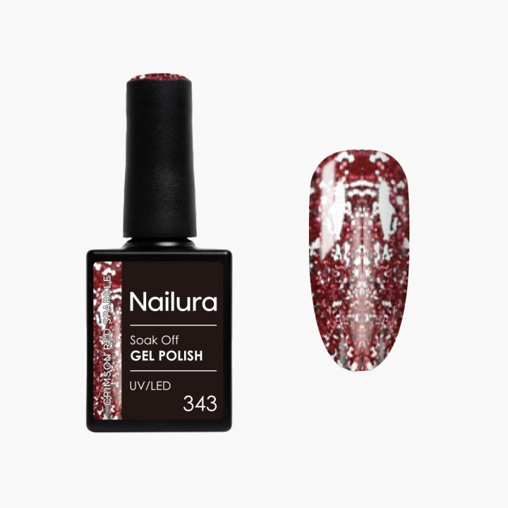 Nailura Gel Polish 343 - Crimson Red Sparkle - 10 ml in the group BEAUTY & HEALTH / Manicure / Pedicure / Nail polish at TP E-commerce Nordic AB (D41578)