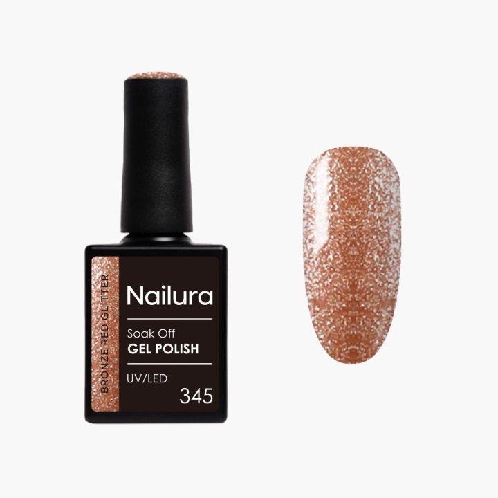 Nailura Gel Polish 345 - Bronze Red Glitter - 10 ml in the group BEAUTY & HEALTH / Manicure / Pedicure / Nail polish at TP E-commerce Nordic AB (D41580)