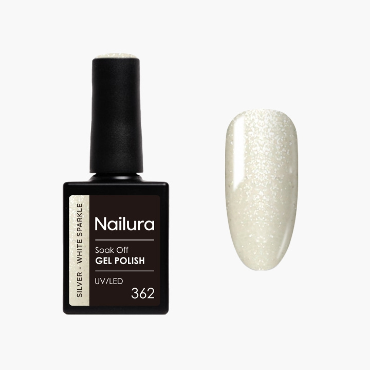 Nailura Gel Polish 362 - Silver White Sparkle - 10 ml in the group BEAUTY & HEALTH / Manicure / Pedicure / Nail polish at TP E-commerce Nordic AB (D41593)