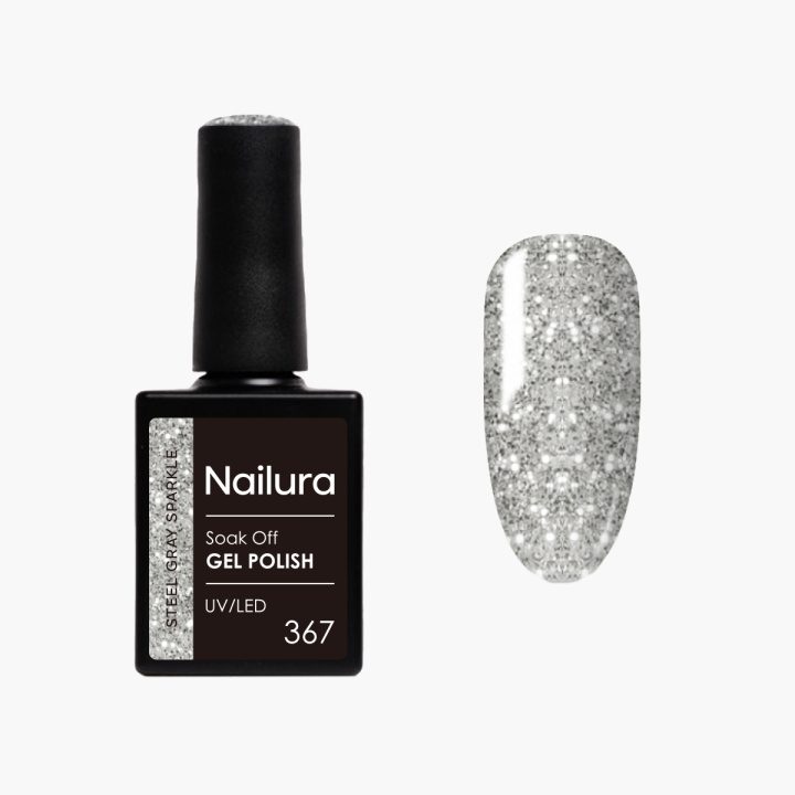 Nailura Gel Polish 367 - Steel Gray Sparkle - 10 ml in the group BEAUTY & HEALTH / Manicure / Pedicure / Nail polish at TP E-commerce Nordic AB (D41594)