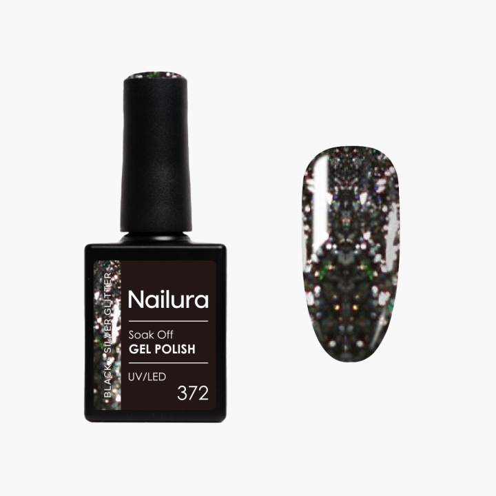 Nailura Gel Polish 372 - Black Silver Glitter - 10 ml in the group BEAUTY & HEALTH / Manicure / Pedicure / Nail polish at TP E-commerce Nordic AB (D41598)