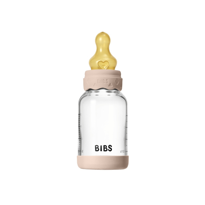 BIBS Glass Boheme Baby Bottle Round Latex - Blush - 120 ml in the group TOYS, KIDS & BABY PRODUCTS / Baby Gadgets / Pacifiers & Teething toys at TP E-commerce Nordic AB (D42248)