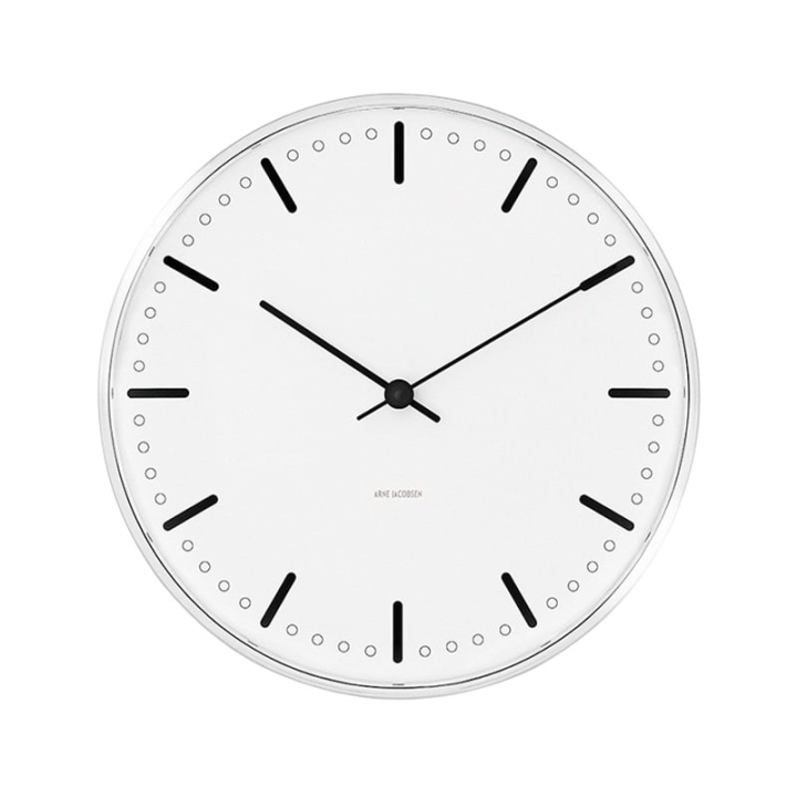 Arne Jacobsen Clocks Arne Jacobsen - City Hall Wall Clock - Ø29 cm - White in the group HOME, HOUSEHOLD & GARDEN / Watches & Counters / Wall clocks at TP E-commerce Nordic AB (D42305)