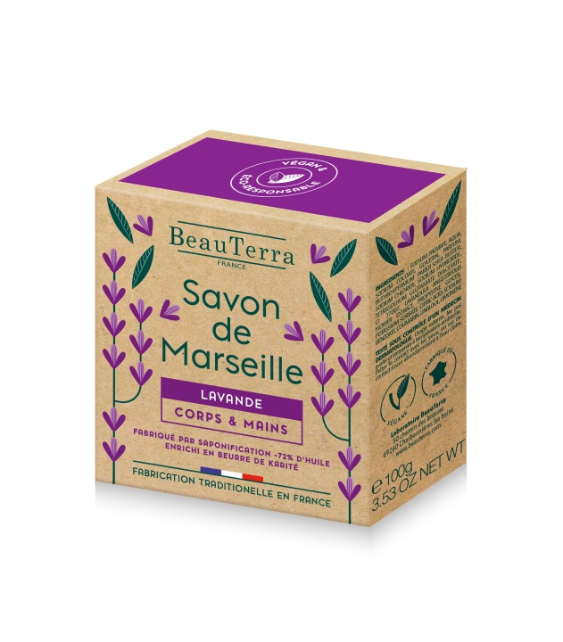 BeauTerra Marseille Solid Soap - Lavander - 100 in the group BEAUTY & HEALTH / Skin care / Body health / Scented soaps at TP E-commerce Nordic AB (D42329)