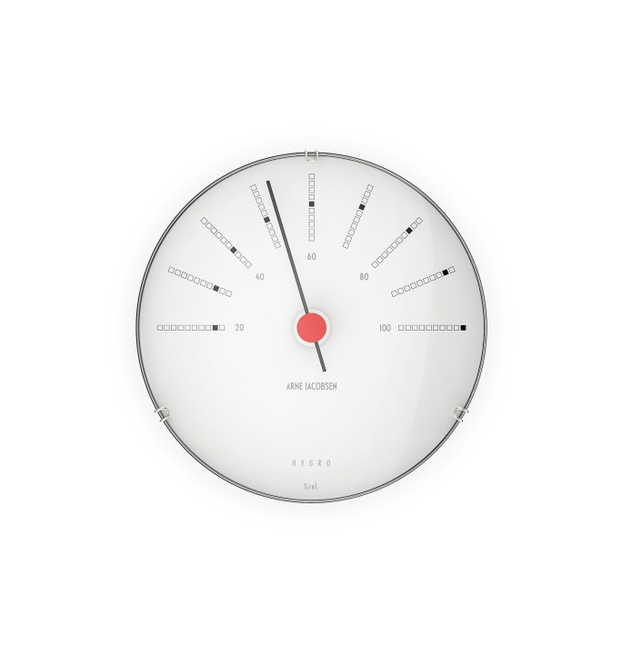 Arne Jacobsen Clocks Arne Jacobsen - Bankers Hygrometer - White/Black/Red - Ø12 cm in the group HOME, HOUSEHOLD & GARDEN / Fans & Climate products / Thermometers & Weather stations at TP E-commerce Nordic AB (D42402)
