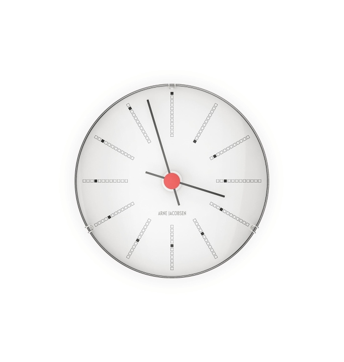 Arne Jacobsen Clocks Arne Jacobsen - Bankers Wall Clock - White/Black/Red - Ø12 cm in the group HOME, HOUSEHOLD & GARDEN / Watches & Counters / Wall clocks at TP E-commerce Nordic AB (D42403)
