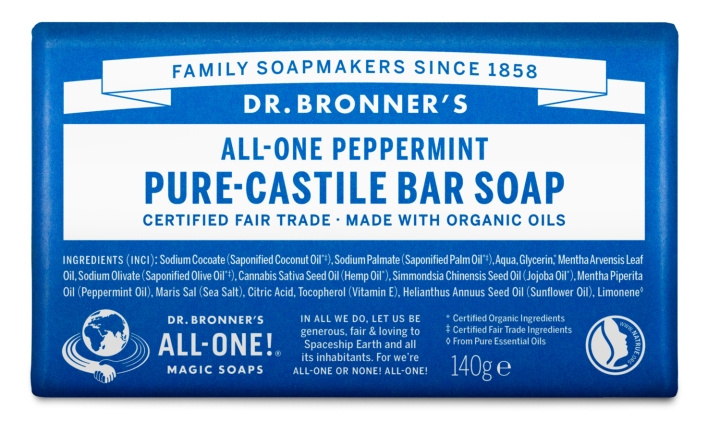 Dr. Bronner\'s Dr. Bronner\'s - Bar Soap Peppermint 140 g in the group BEAUTY & HEALTH / Skin care / Body health / Scented soaps at TP E-commerce Nordic AB (D43100)